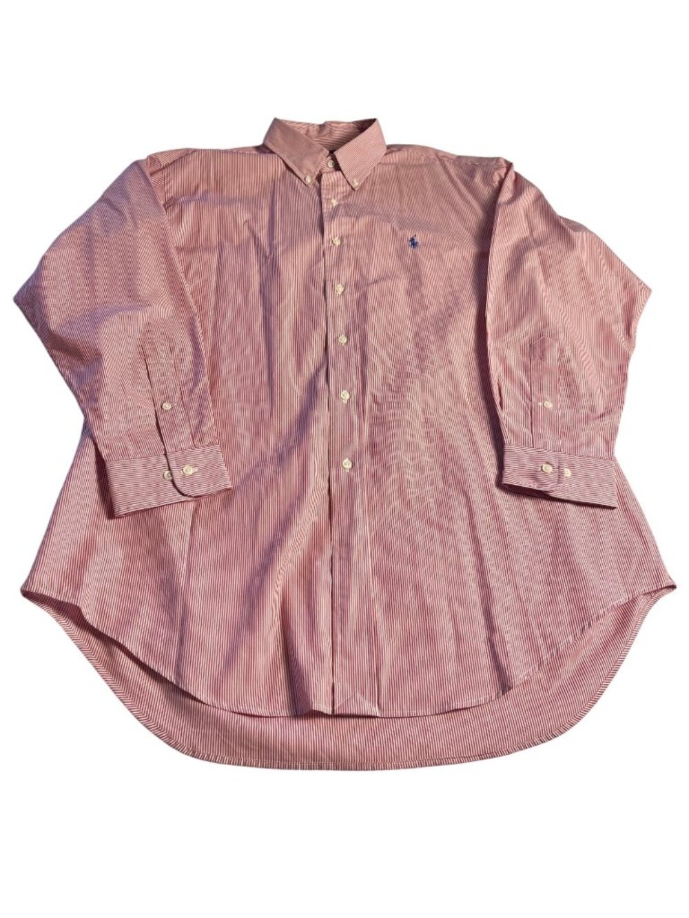 Ralph Lauren Yarmouth Red & White Striped Button-Down Shirt Mens 16.5 36/37